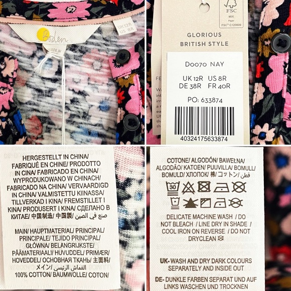 BOGO! NWT Boden Floral Ruffle Knit Dress Navy Blue Size 8 - Picture 9 of 10